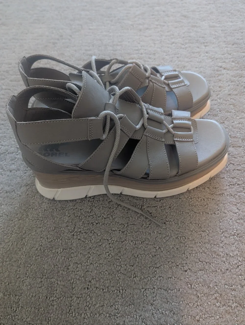 Sorel Gray Strappy Wedge Sandals